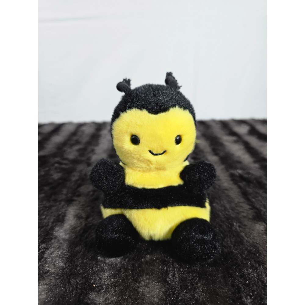 Palm Pals Bumble Bee Plush Aurora Yellow Black Striped Stuffed Animal Mini Toy
